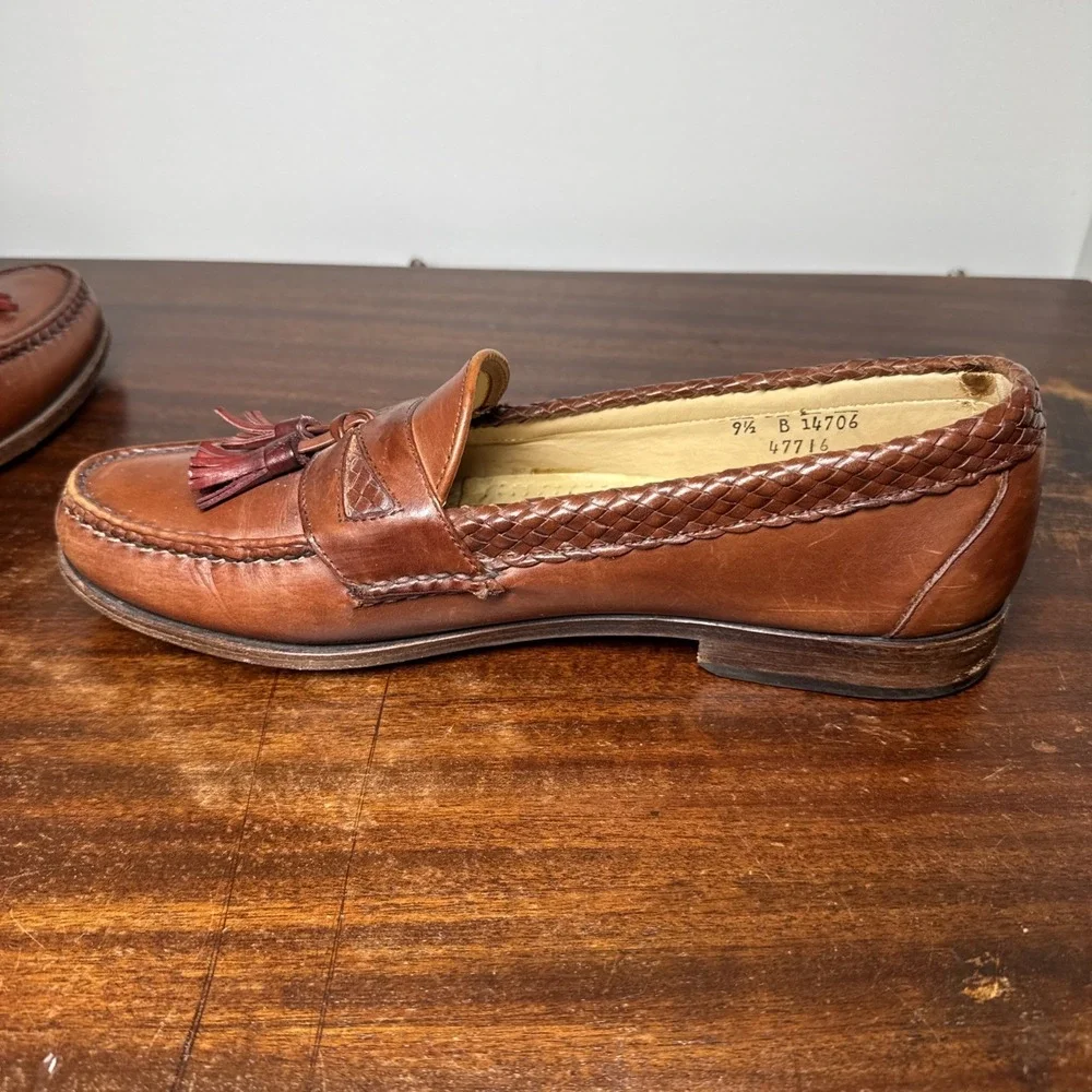 Allen Edmonds Maxfield Tassel Loafers Brown Sz 9.5 B Leather Office formal